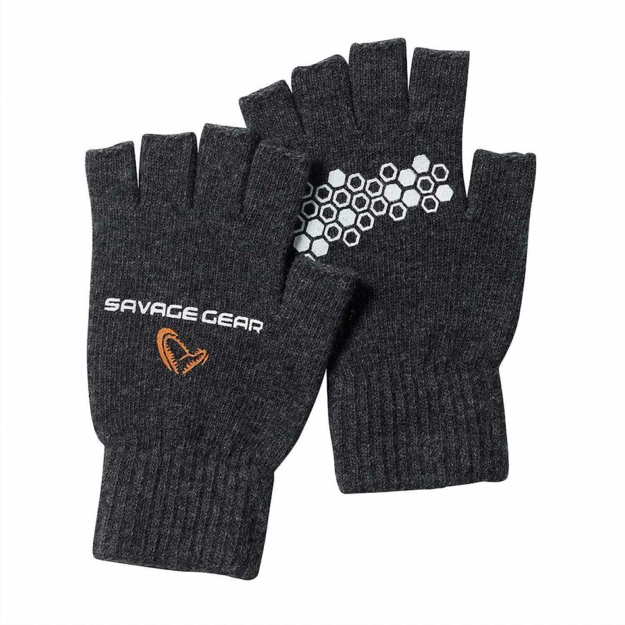 Savage Gear Knitted Half Finger Glove - Dark Grey Melange