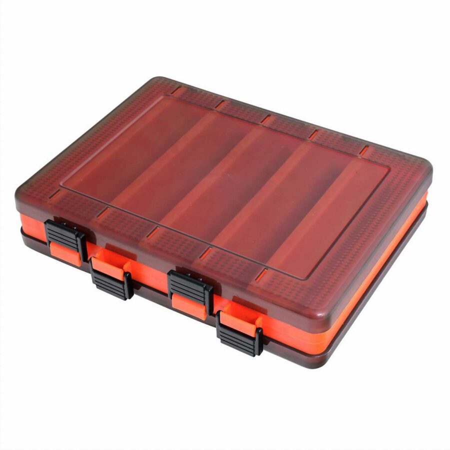 HTO Double Sided Lure Box - 206x170x43mm - 10 Compartment - Orange