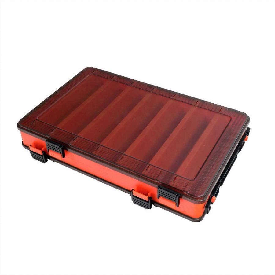 HTO Double Sided Lure Box - 275x187x43mm - 14 Compartment - Orange