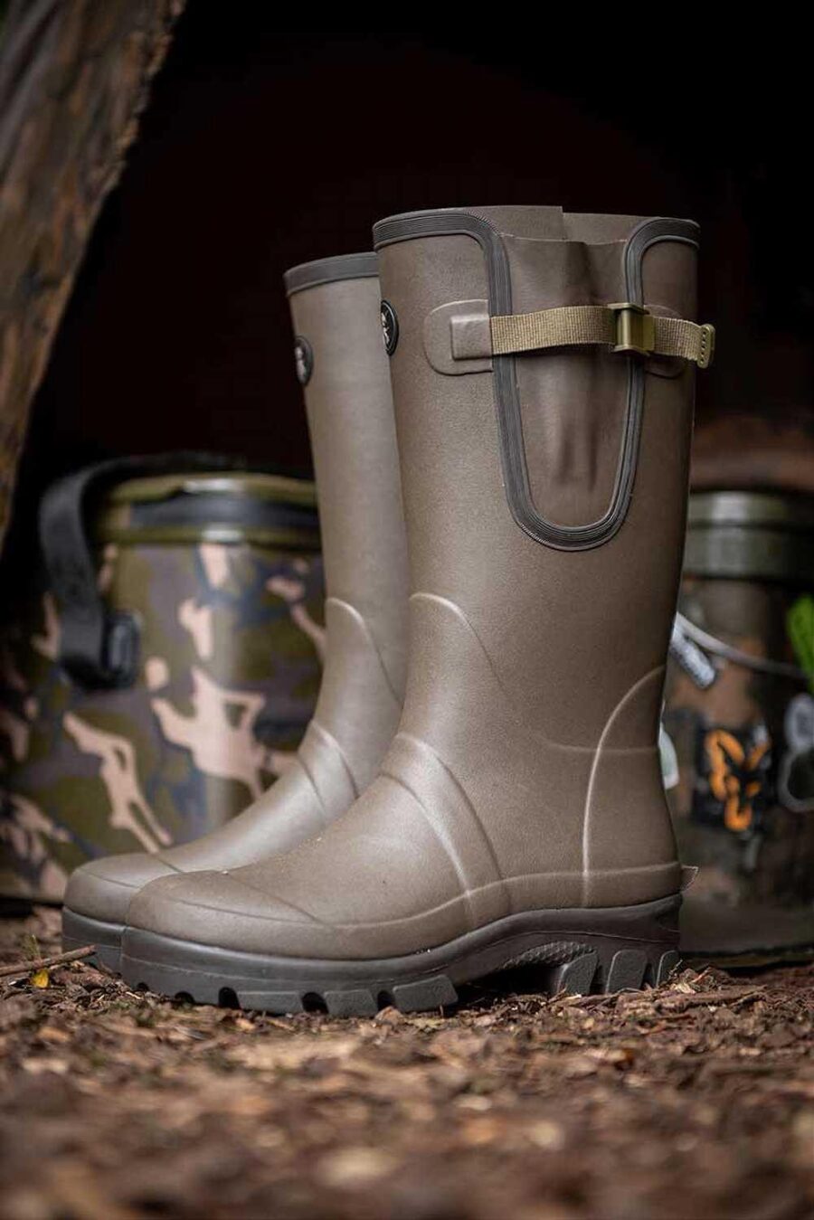 Fox Neoprene Lined Camo/Khaki Rubber Boots - Image 3