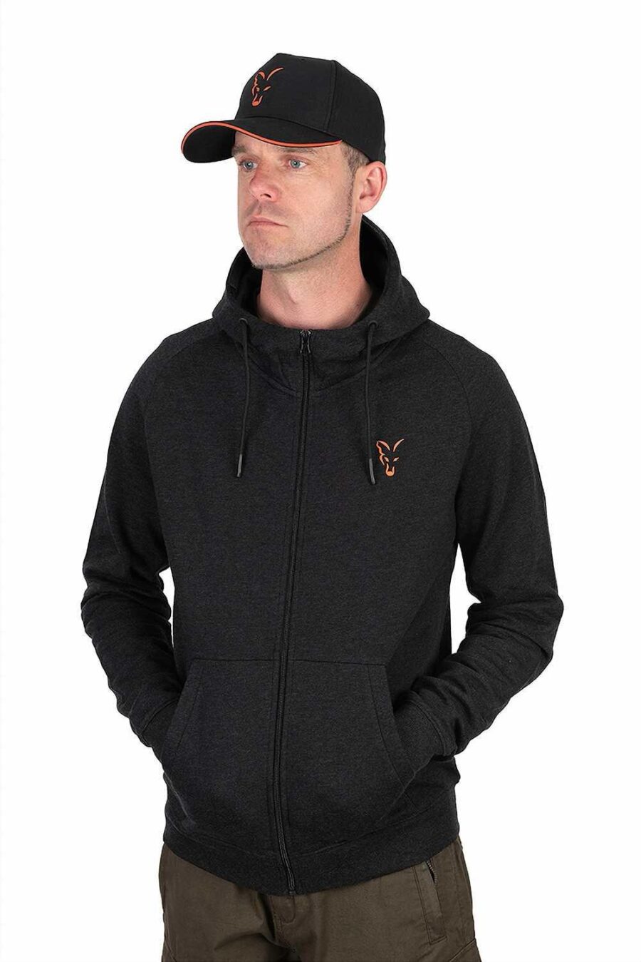 Fox Collection LW Hoody - Black / Orange - Image 2