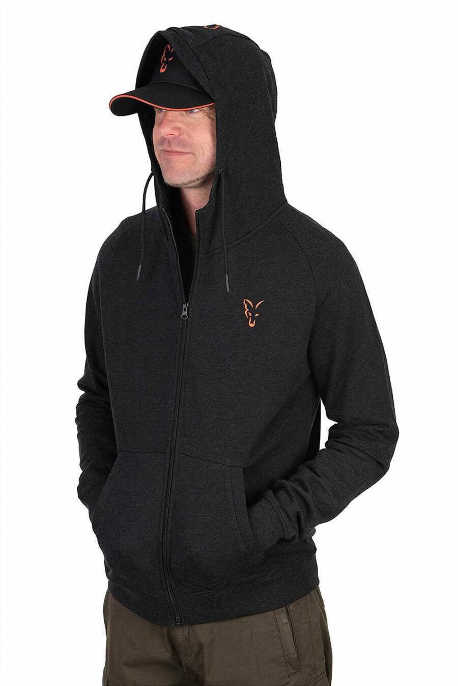 Fox Collection LW Hoody - Black / Orange - Image 3